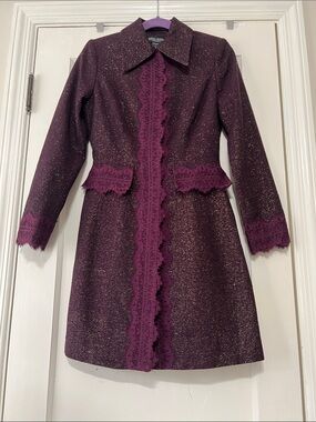 Bisou Bisou Plum Sparkle trench coat